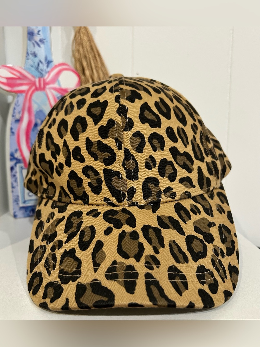 Kids Leopard Print Baseball Cap - Tan/Black